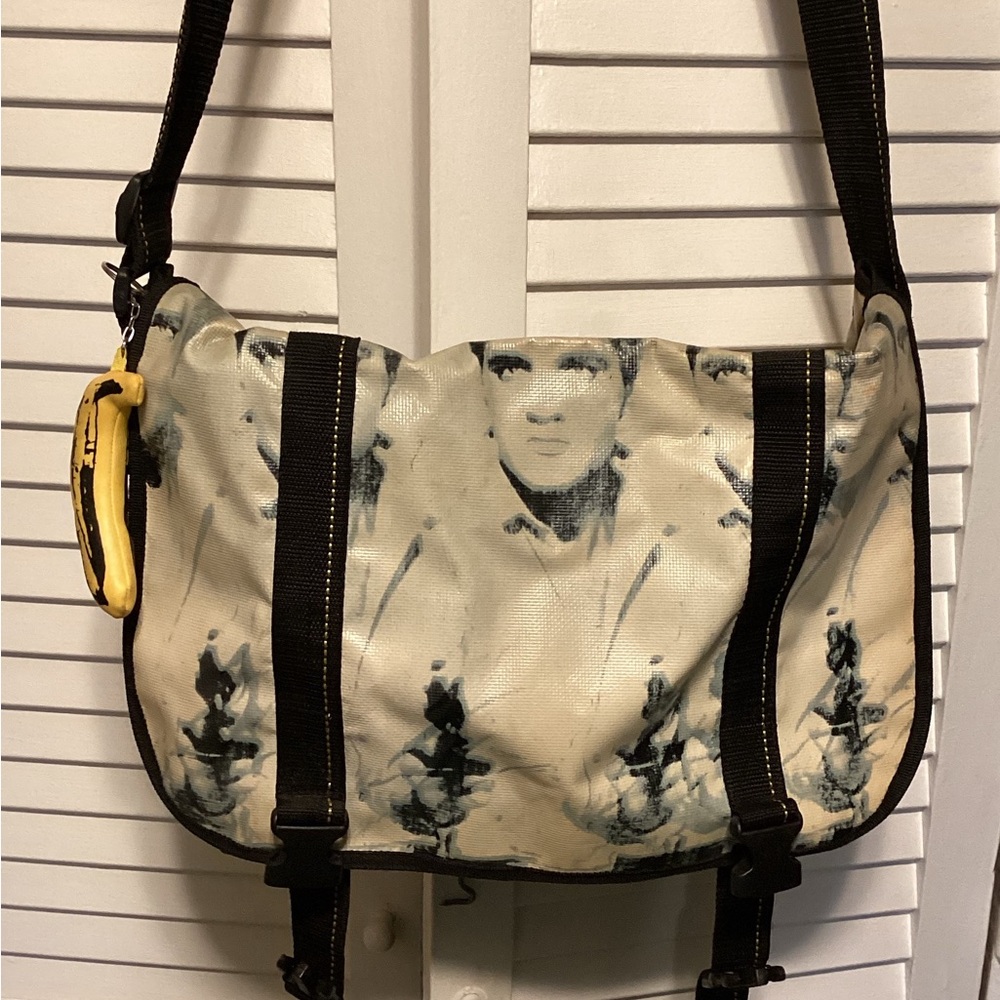 Stylish Cream and Black Messenger Bag